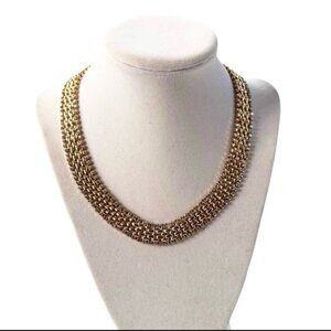 NEW Ann Hand Panther Link Gold Tone Rhinestone Link Necklace